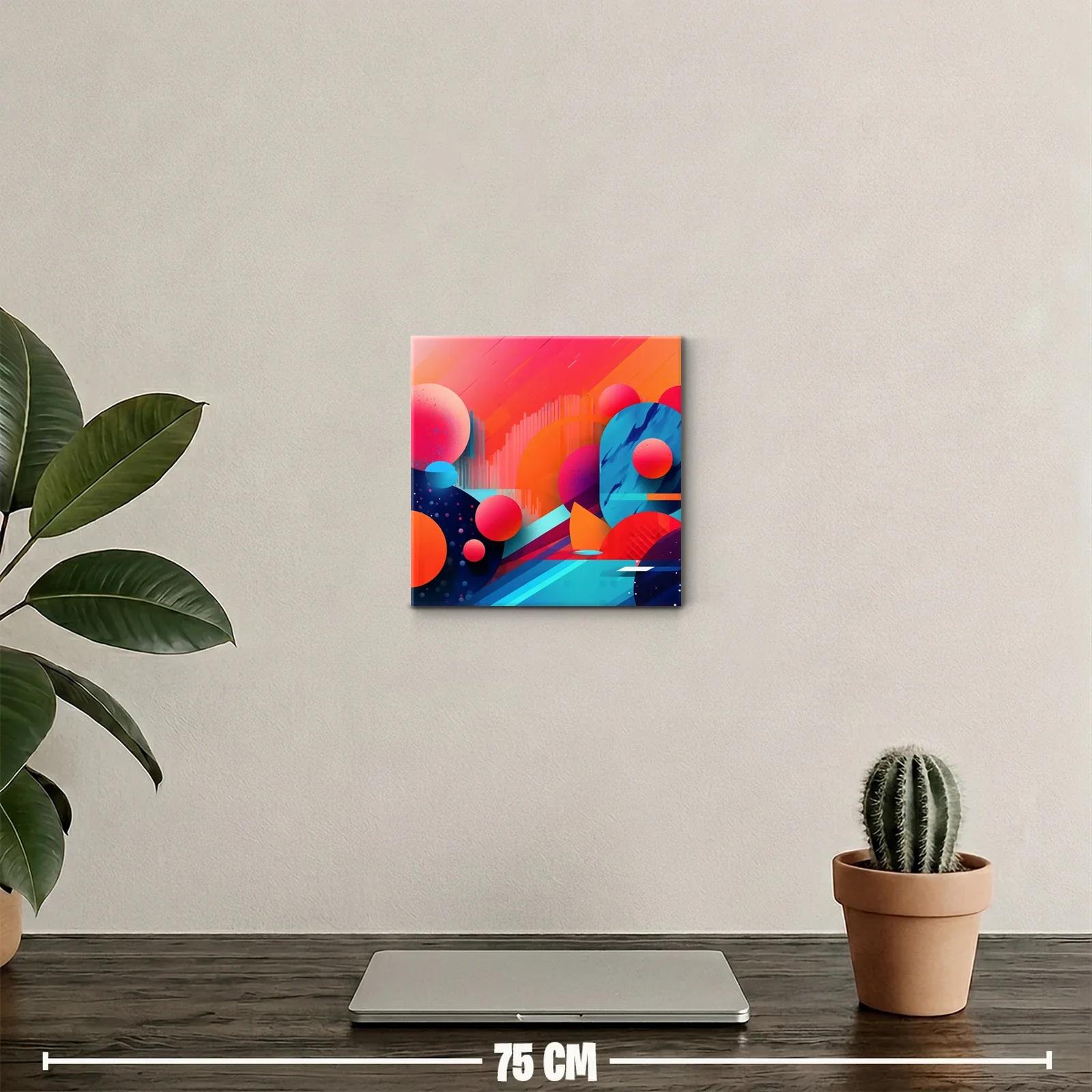 Obra abstracta vibrante con formas geométricas y colores intensos — miniatura 2