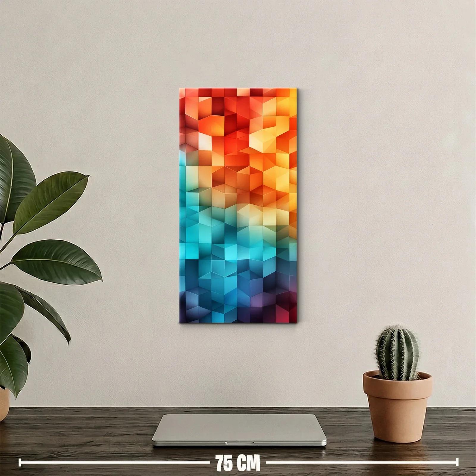 Cuadro patrón geométrico de cubos facetados en degradado — miniatura 2