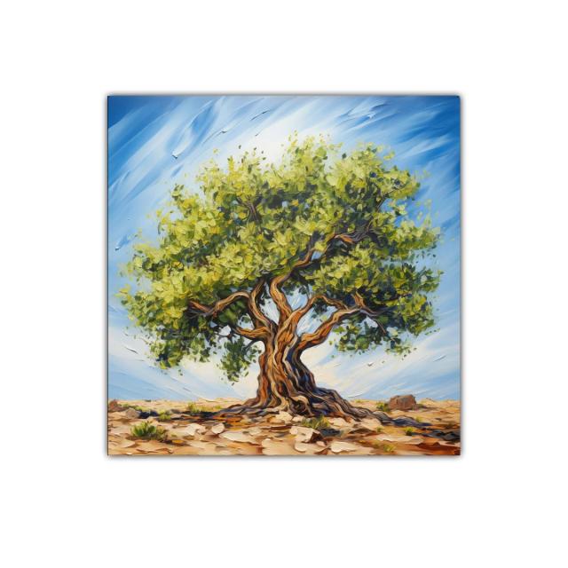 Árbol robusto en paisaje soleado con cielo azul