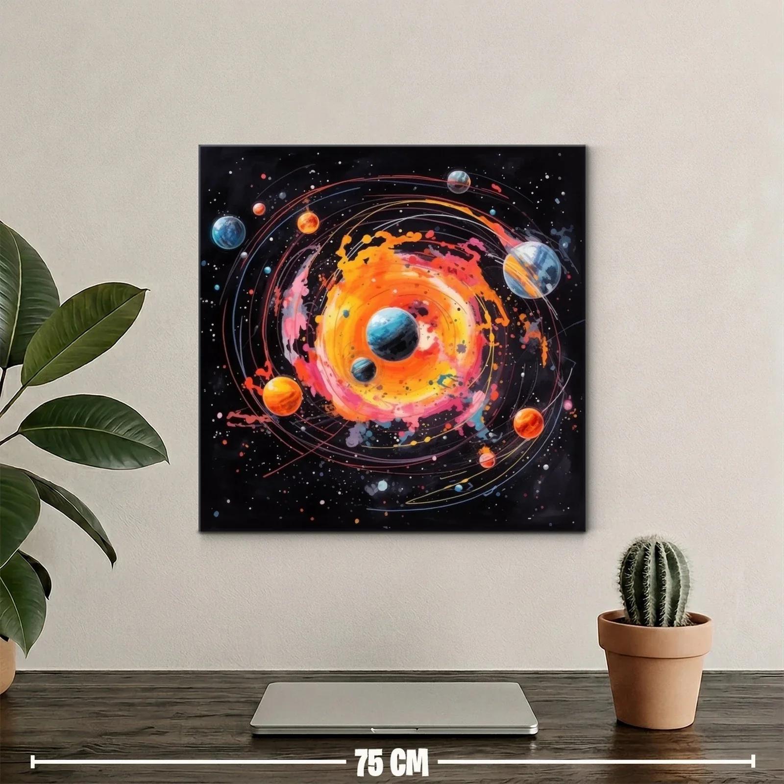 Explosión cósmica con planetas en órbitas vibrantes — miniatura 2