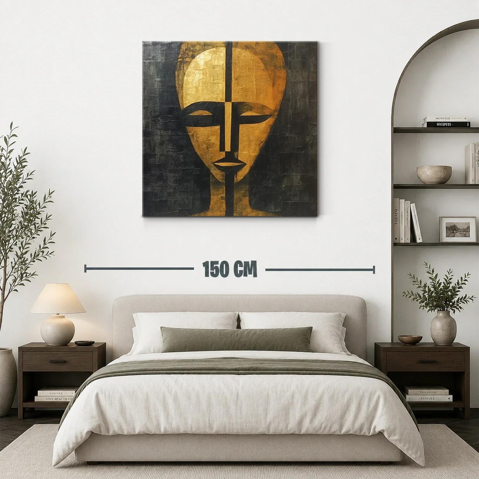 Rostro abstracto en tonos dorados y negros — miniatura 3