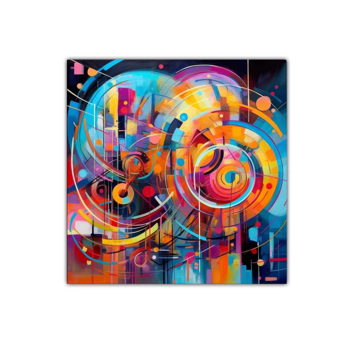 Composición vibrante con círculos y líneas dinámicas en colores vivos — imagen principal