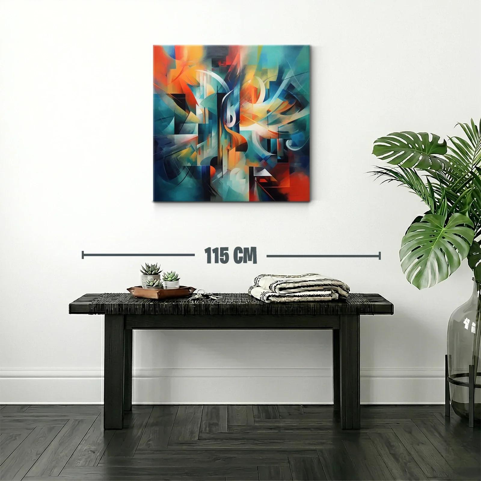 Cuadro abstracto con vibrantes tonos cálidos y fríos — miniatura 2