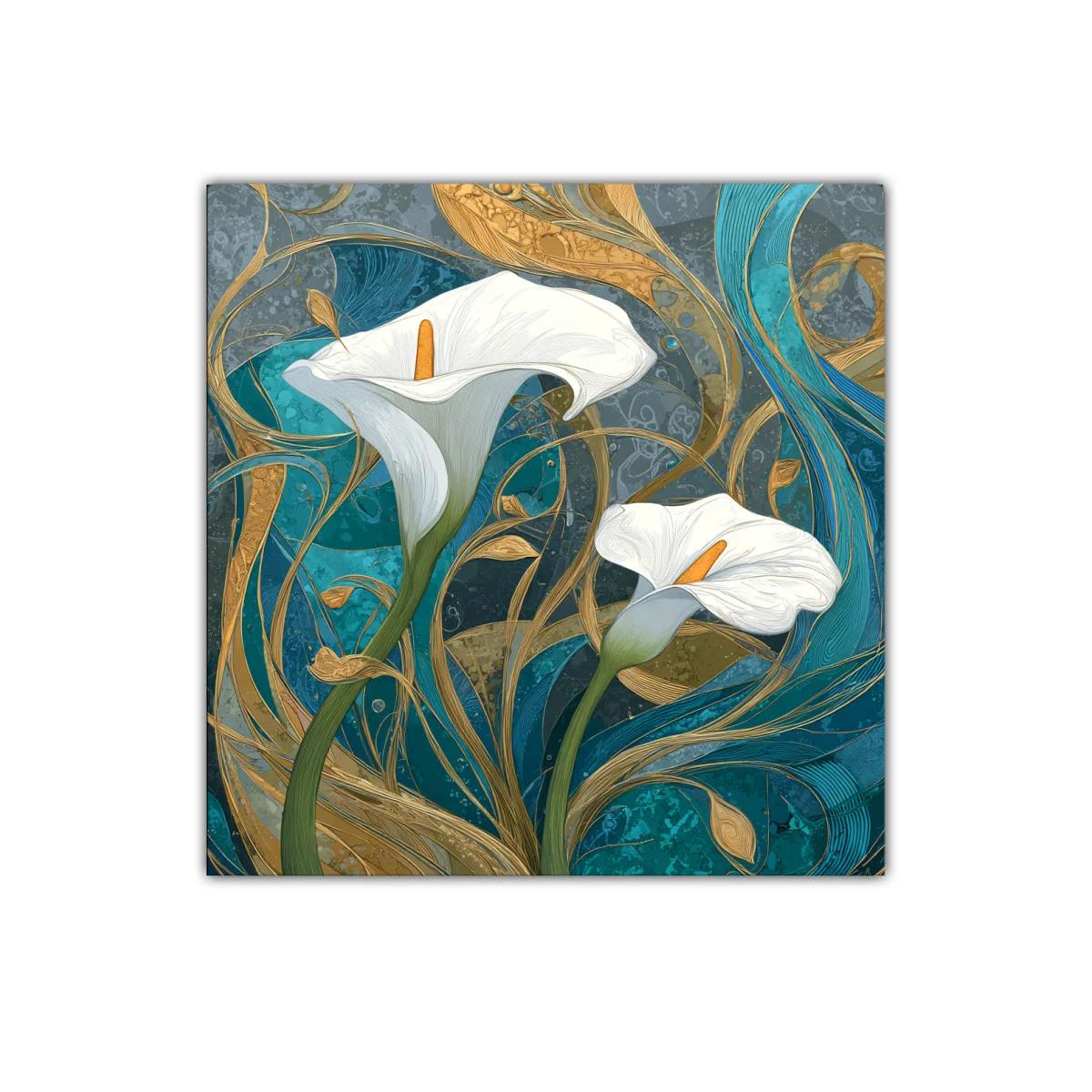 Elegancia natural con lirios blancos y diseño abstracto