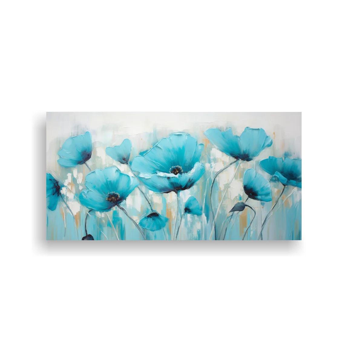 Cuadro amapolas turquesa con fondo suave — imagen principal