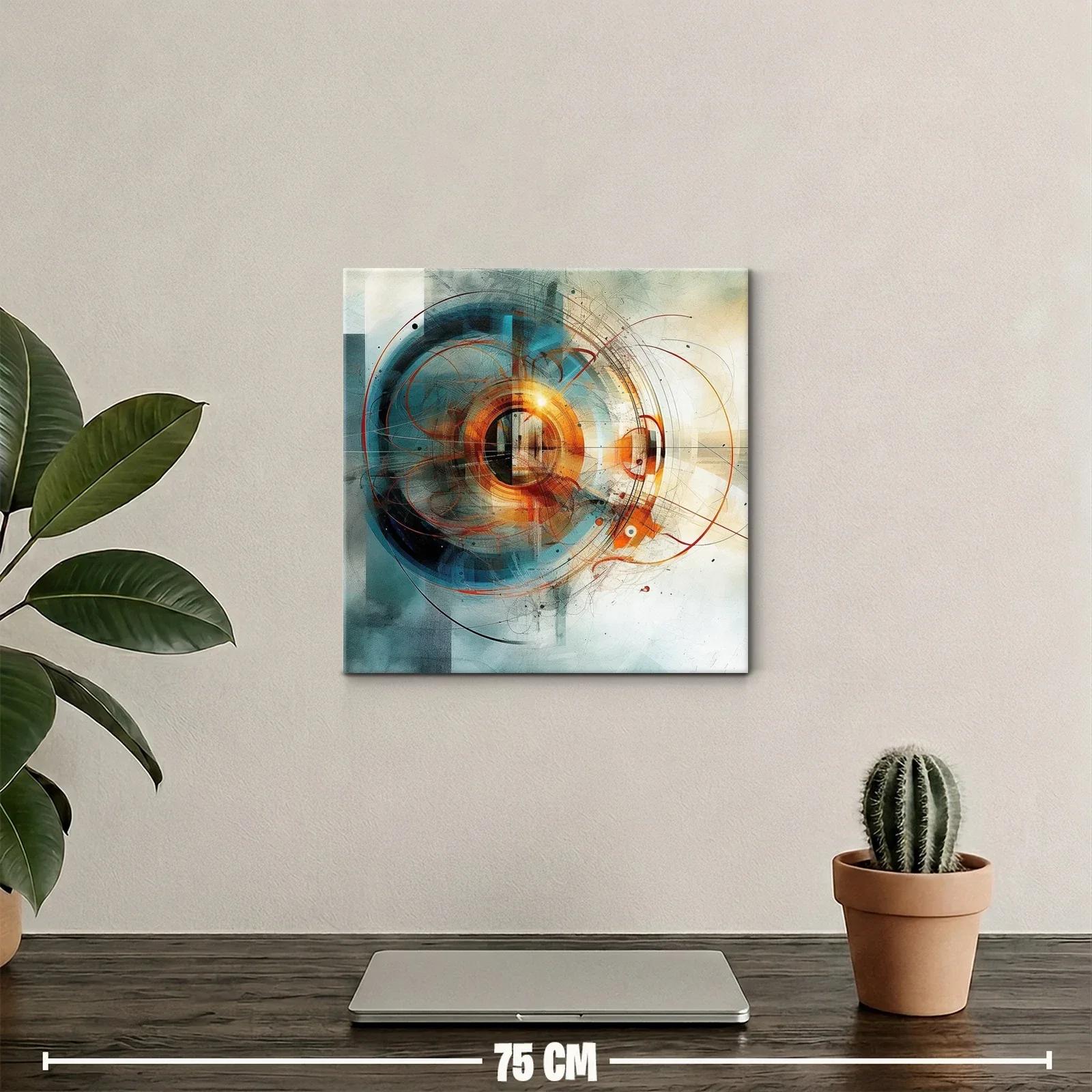 Composición abstracta en tonos cálidos y azules — miniatura 2