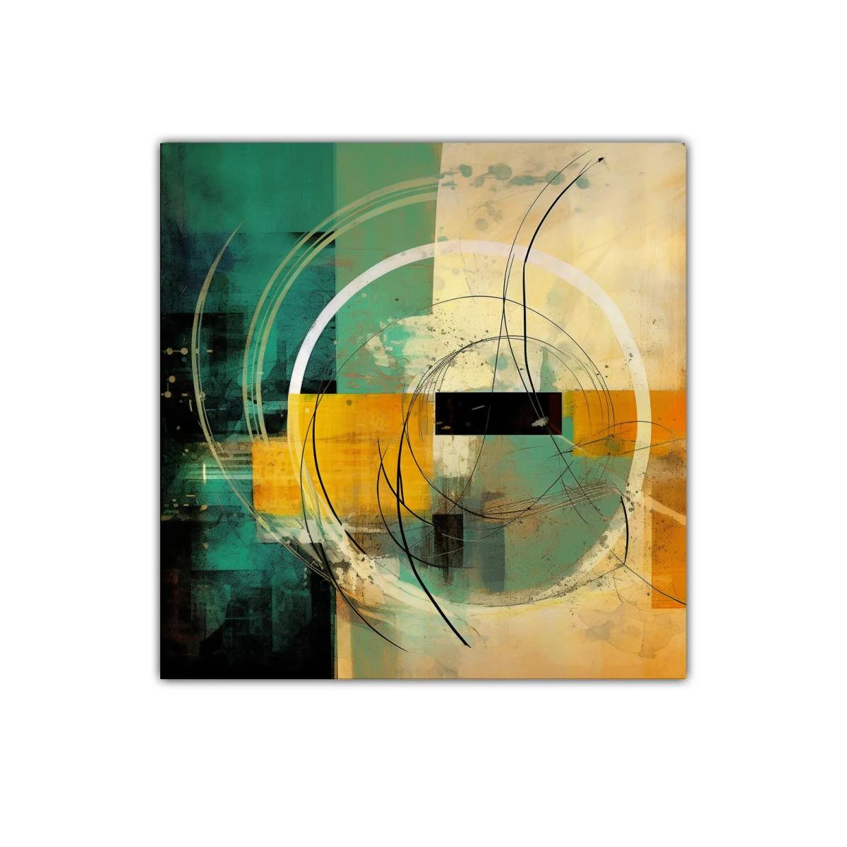 Composición abstracta con círculos y trazos dinámicos — imagen principal