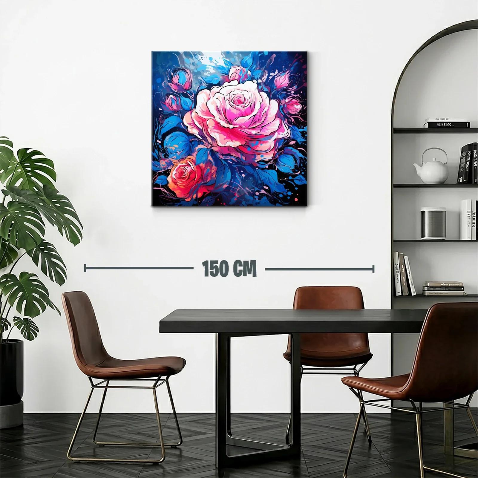Rosas vibrantes con contrastes de azul intenso y rosa — miniatura 2