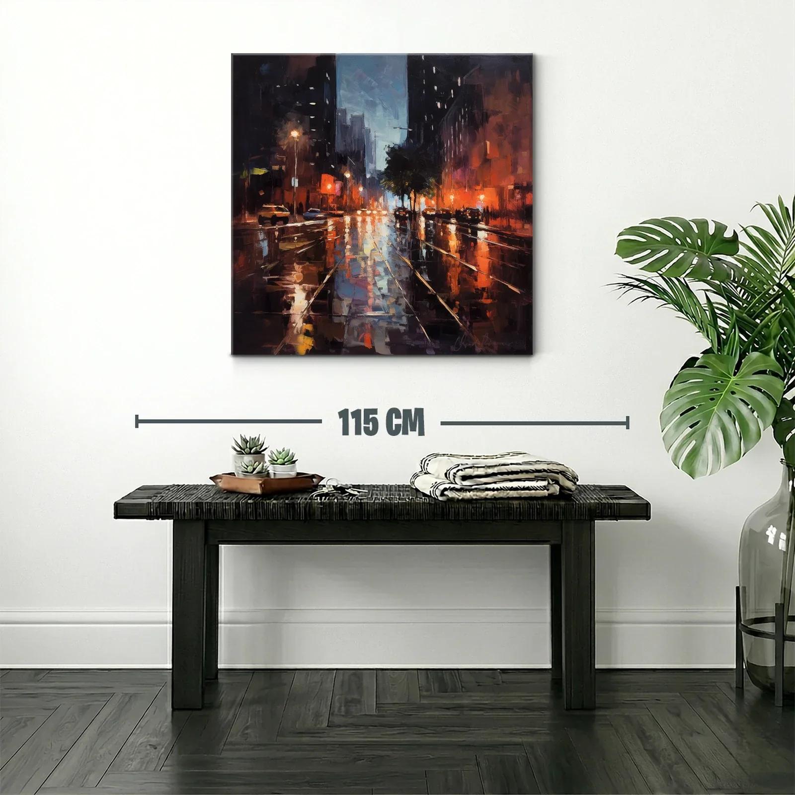 Reflejos urbanos al anochecer con luces vibrantes — miniatura 2
