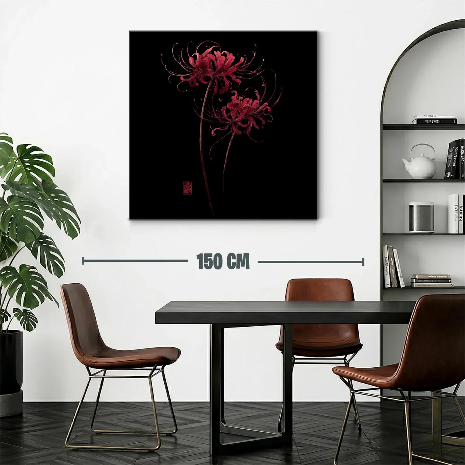 Flor roja sobre fondo negro en diseño elegante y delicado — miniatura 2