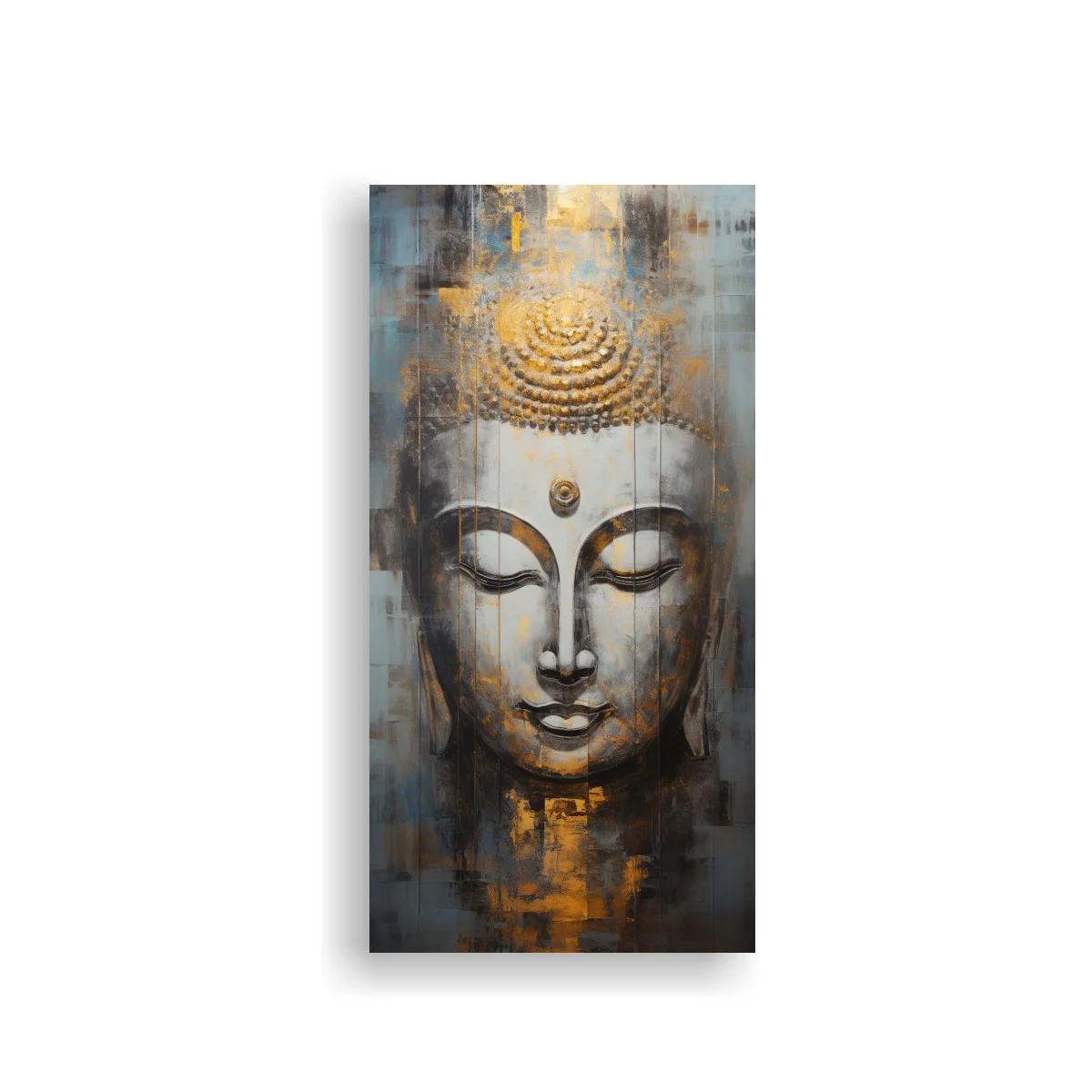 Cuadro rostro de Buda con detalles dorados