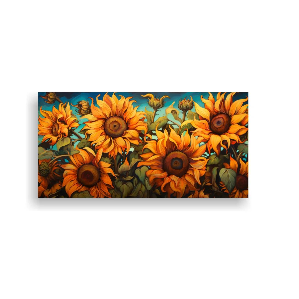 Cuadro girasoles con follaje denso — imagen principal