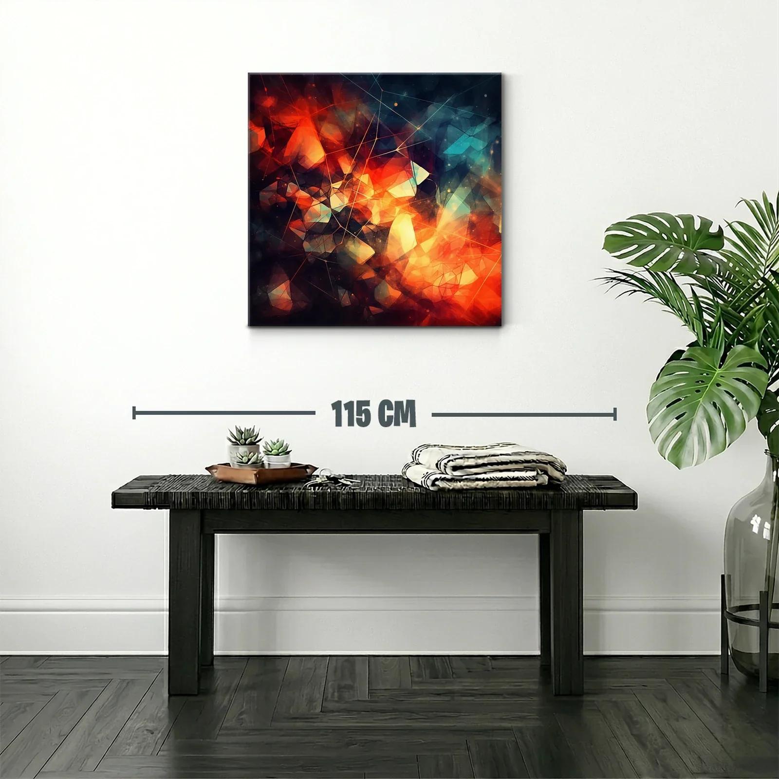 Composición abstracta vibrante con tonos fuego y azul — miniatura 2