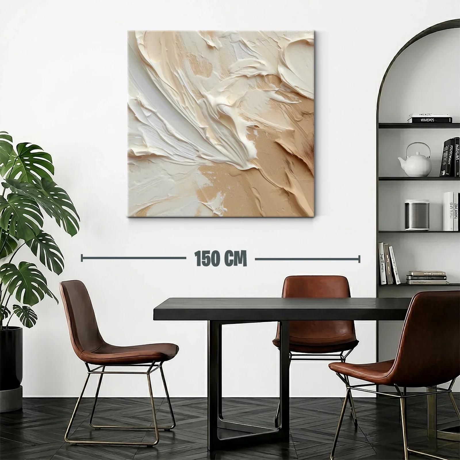 Cuadro abstracto en tonos beige y crema para ambientes cálidos — miniatura 2