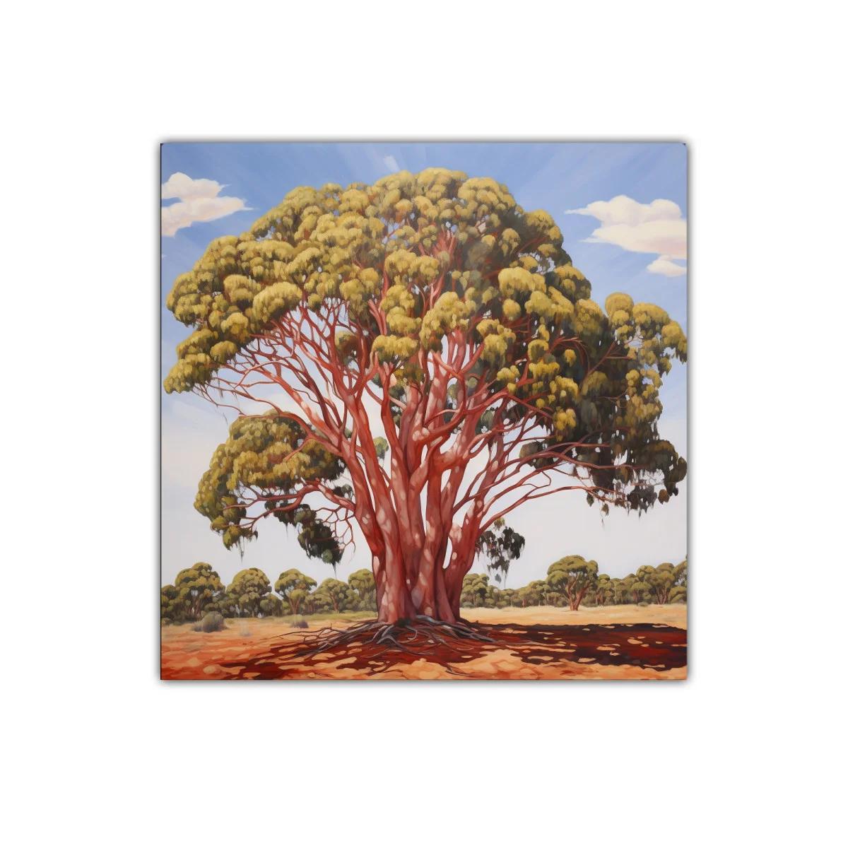 Impresionante árbol con tronco rojo sobre paisaje soleado — imagen principal