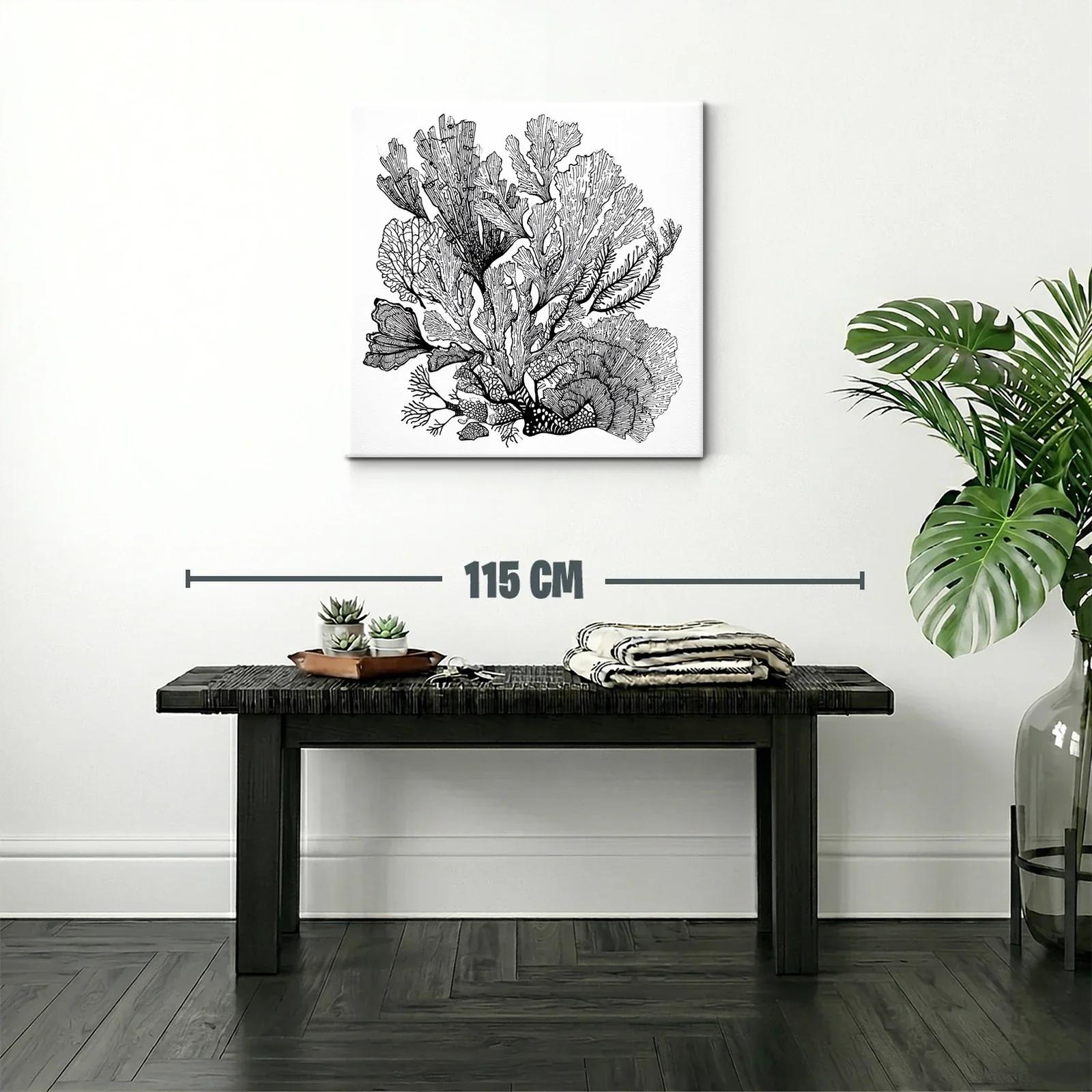 Composición orgánica de algas con delicados trazos en blanco y negro — miniatura 2