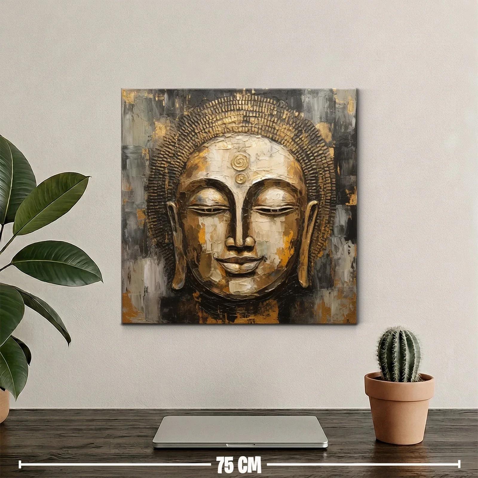 Rostro de Buda sereno con tonos dorados y grises — miniatura 2