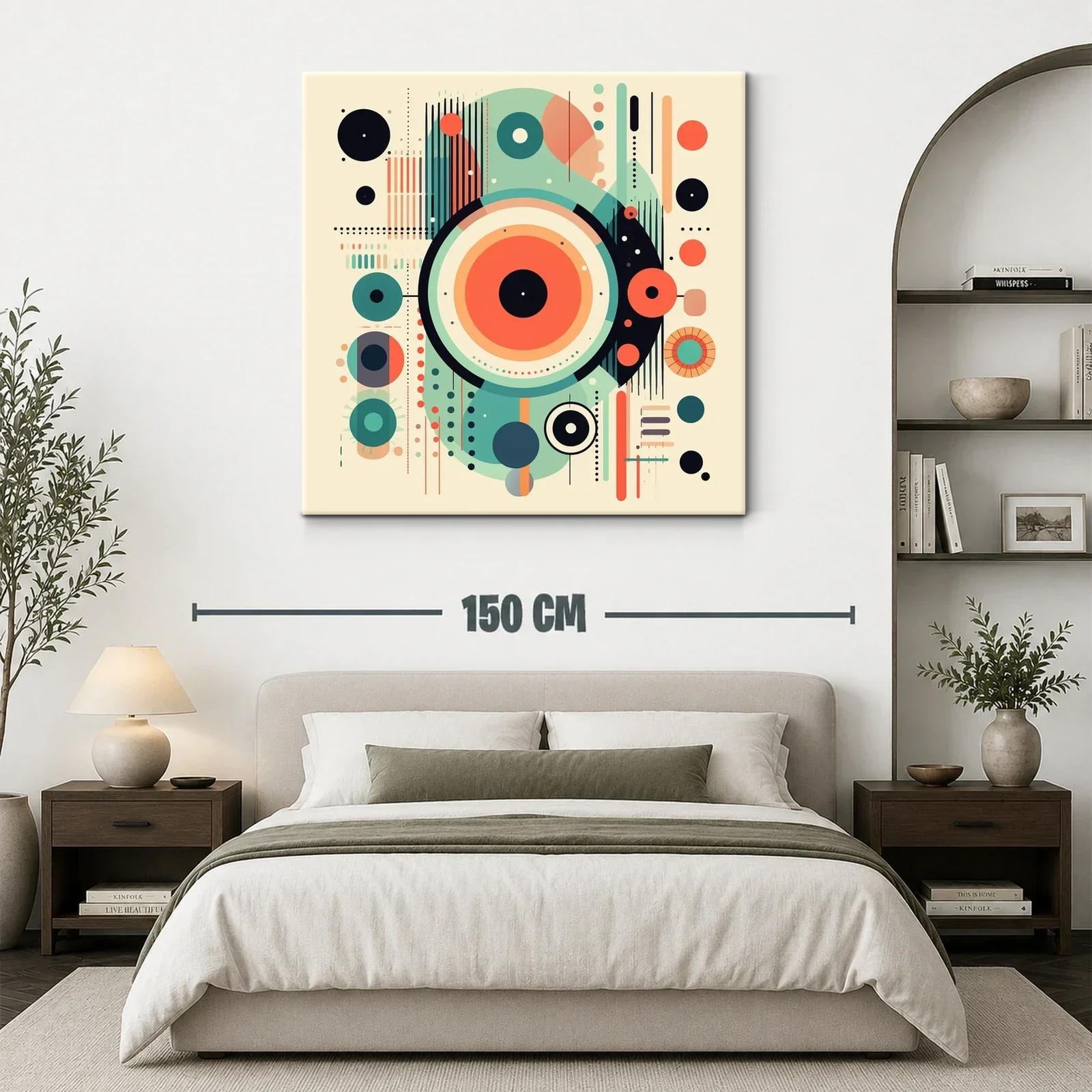 Cuadro Abstracto con Formas Circulares en Tonos Cálidos y Fríos — miniatura 3