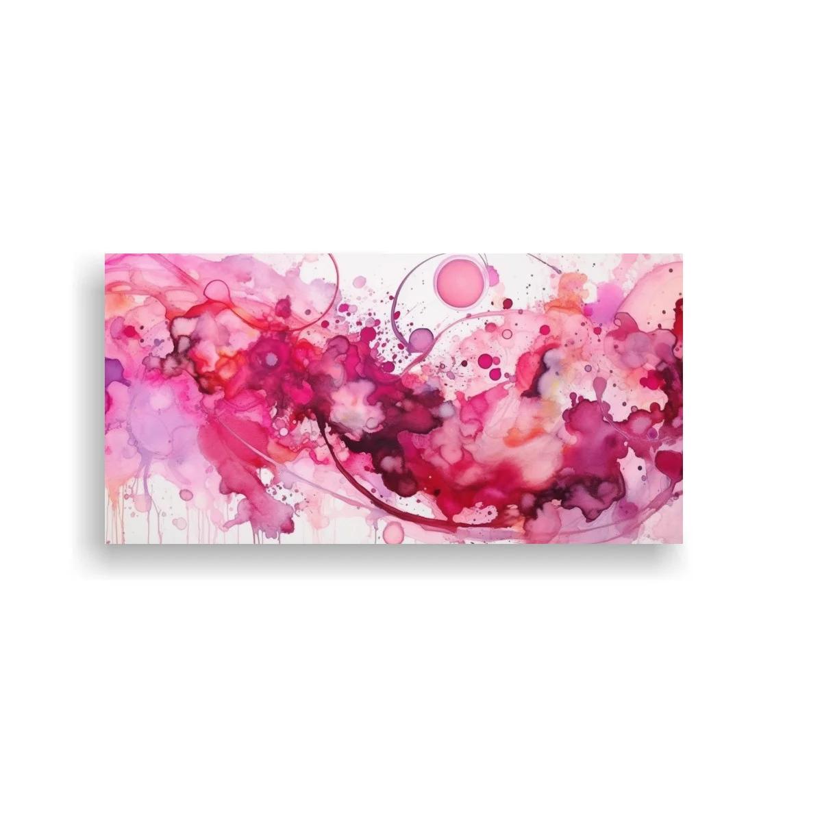 Cuadro abstracción fluida rosada con salpicaduras ondulantes — imagen principal