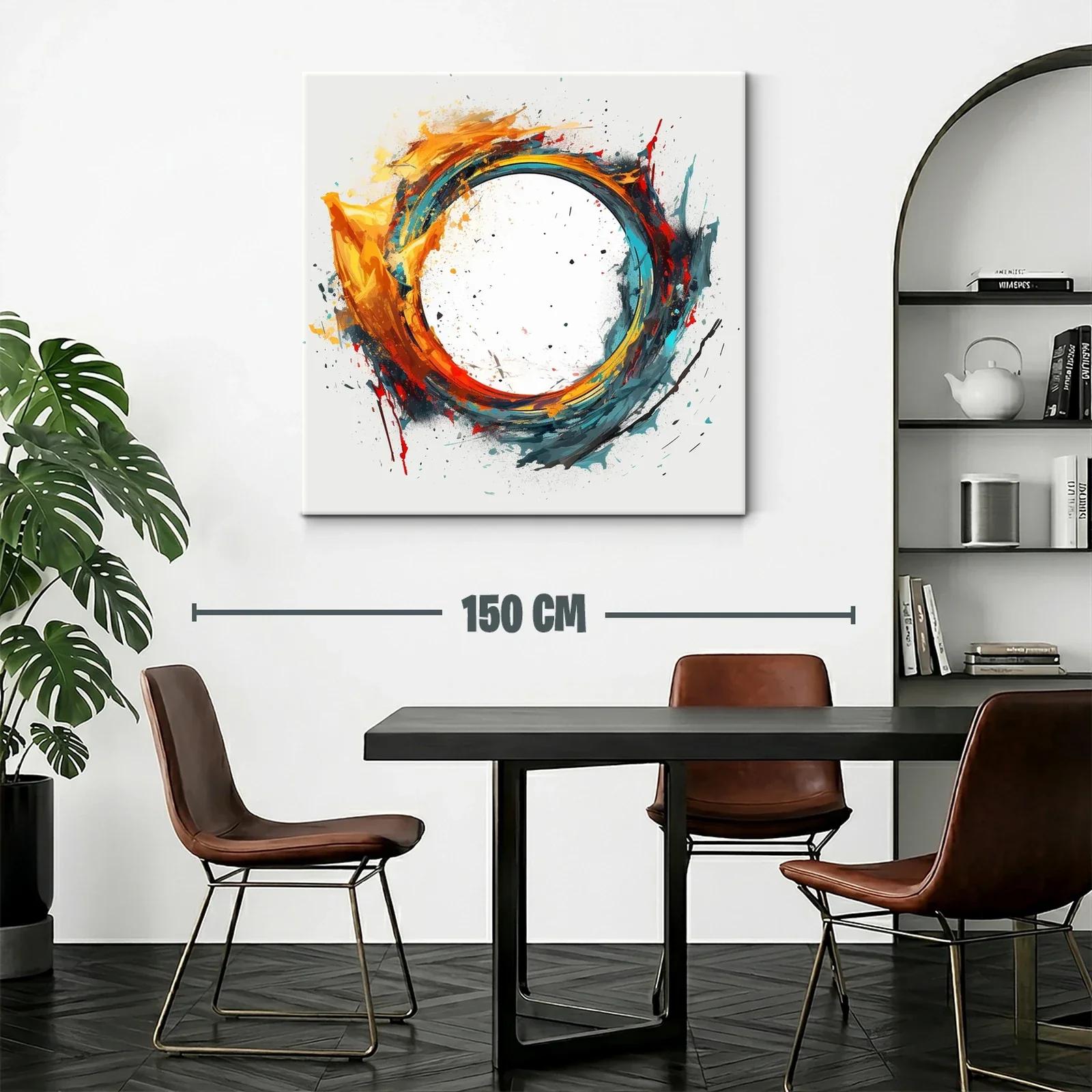 Cuadro abstracto con círculo dinámico en tonos vivos — miniatura 2