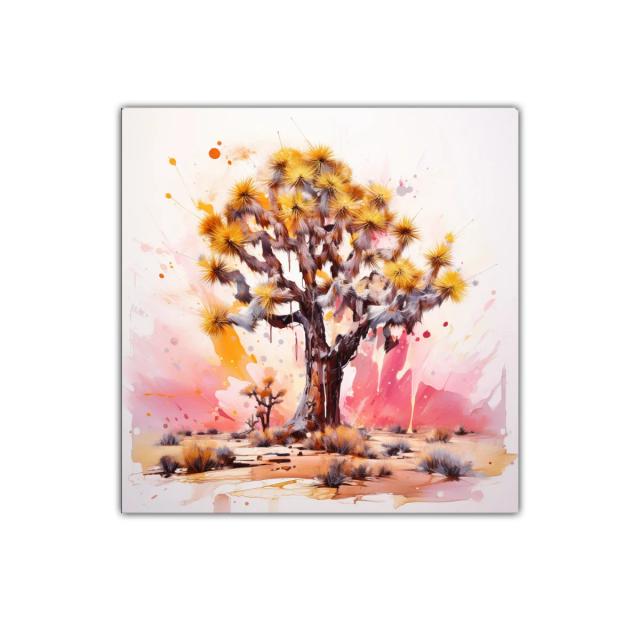 Cuadro decorativo árbol desierto en tonos cálidos vibrantes