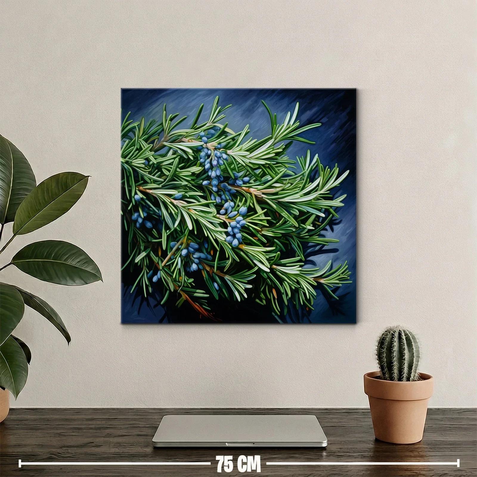 Ramas de plantas verdes con frutos azules en contraste oscuro — miniatura 2