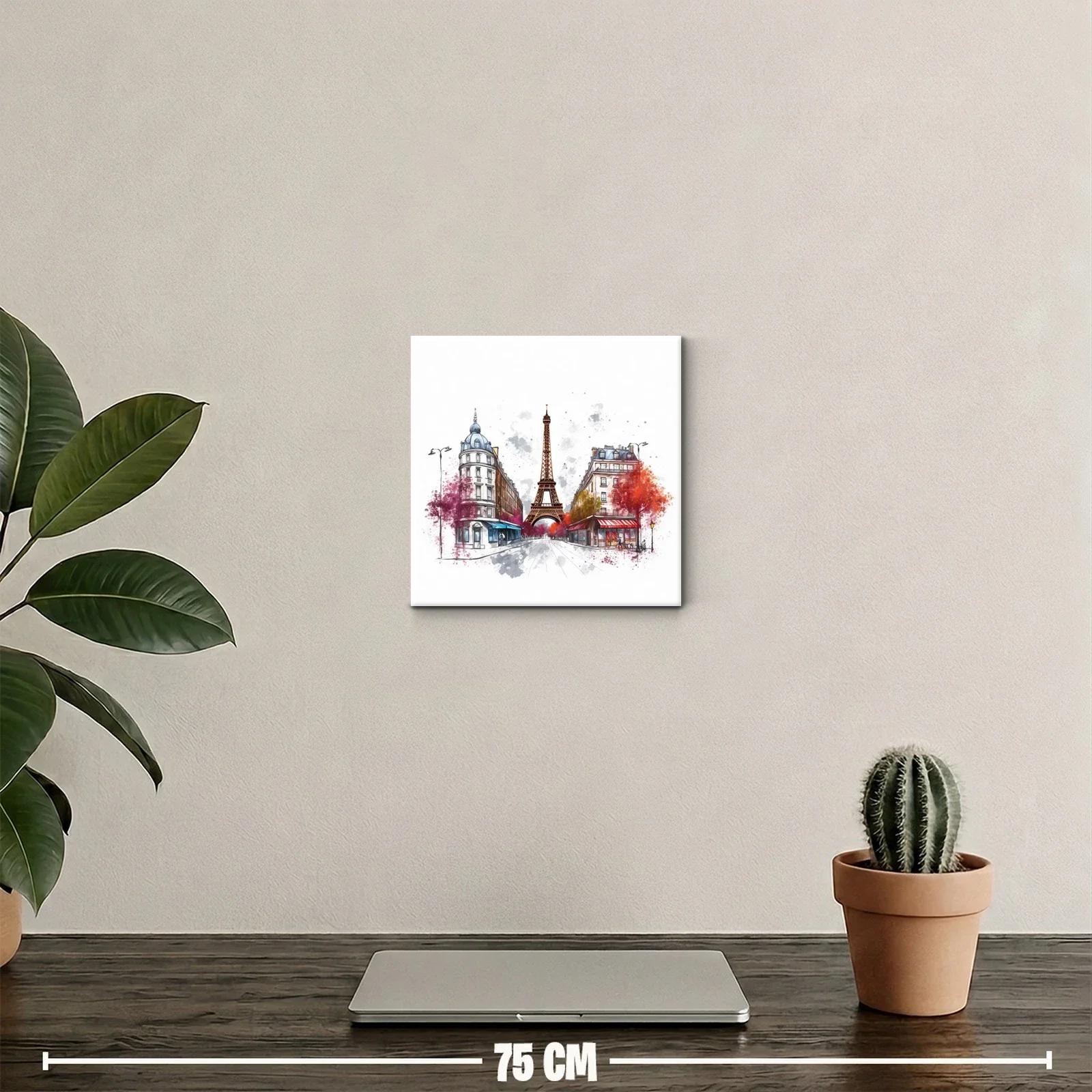Ilustración urbana con la Torre Eiffel y fachadas parisinas — miniatura 2