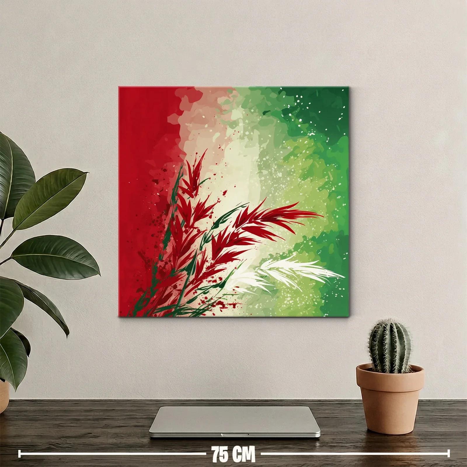 Composición abstracta en rojo verde y blanco vibrante — miniatura 2
