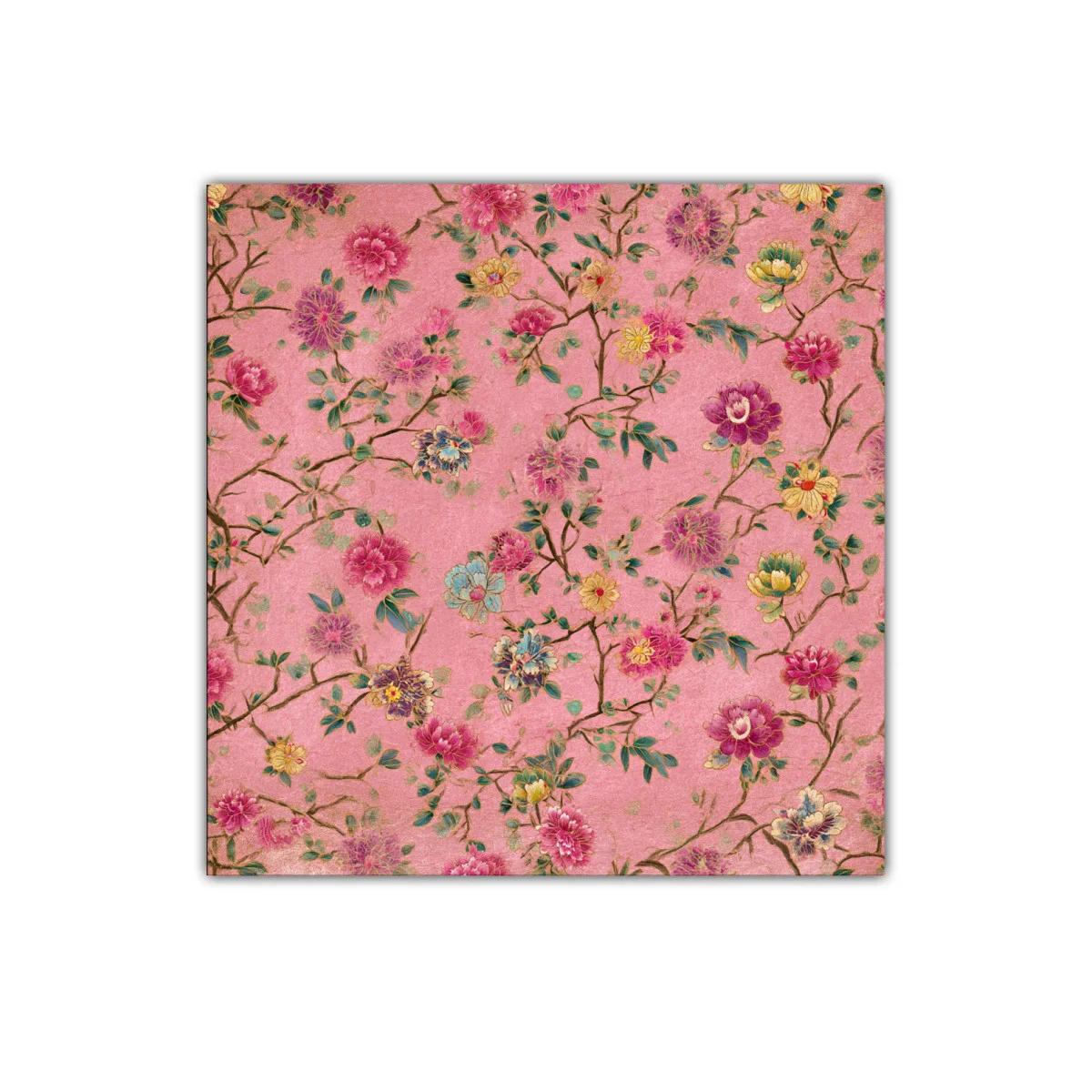 Cuadro decorativo con flores delicadas sobre fondo rosa — imagen principal