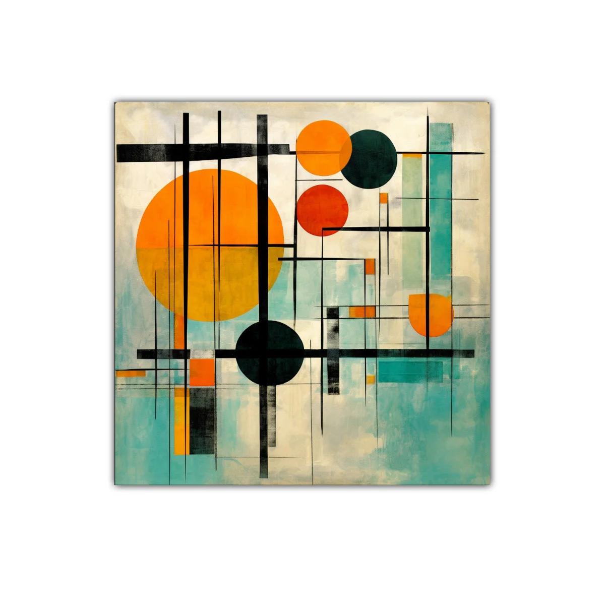 Composición geométrica moderna con tonos cálidos y fríos