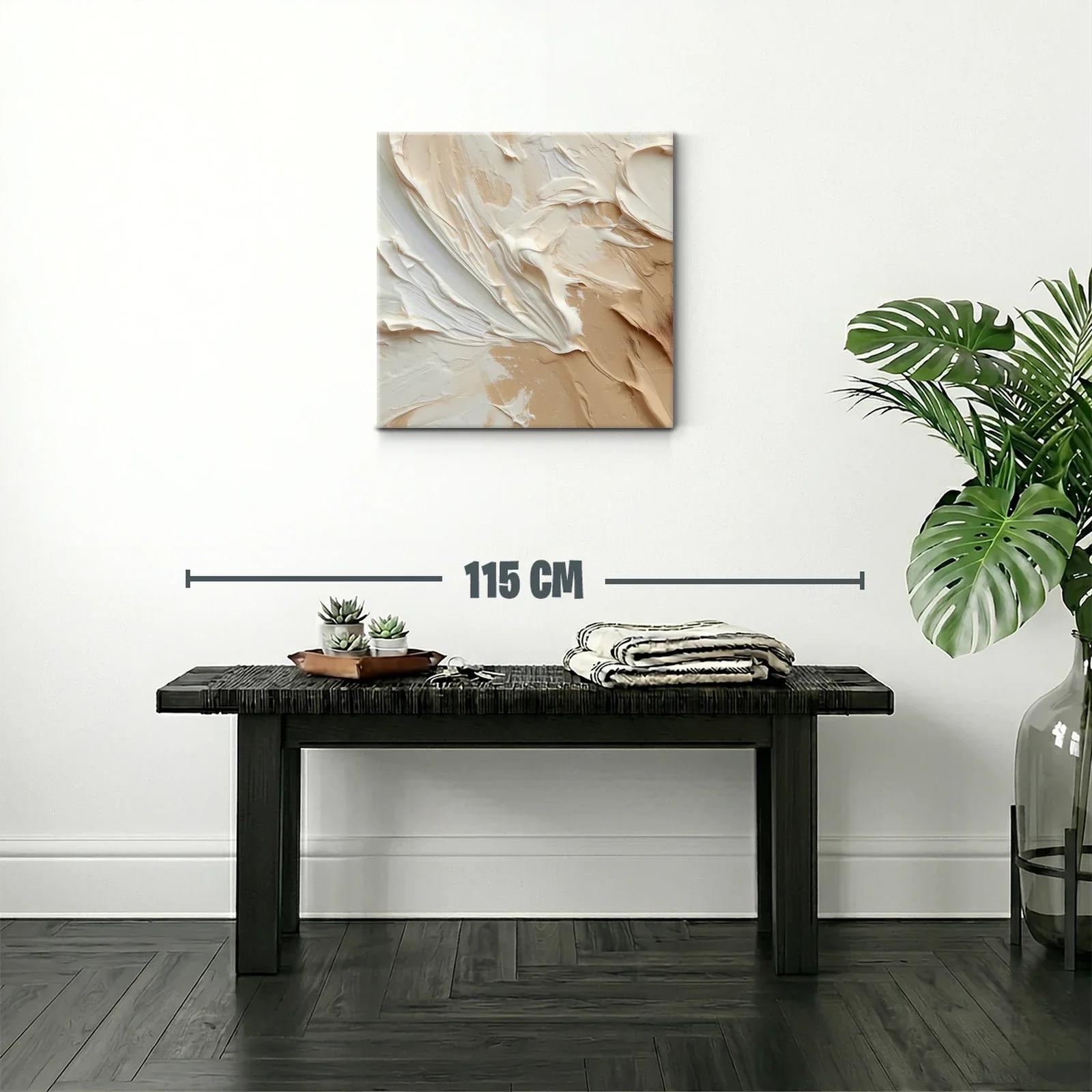 Cuadro abstracto en tonos beige y crema para ambientes cálidos — miniatura 2