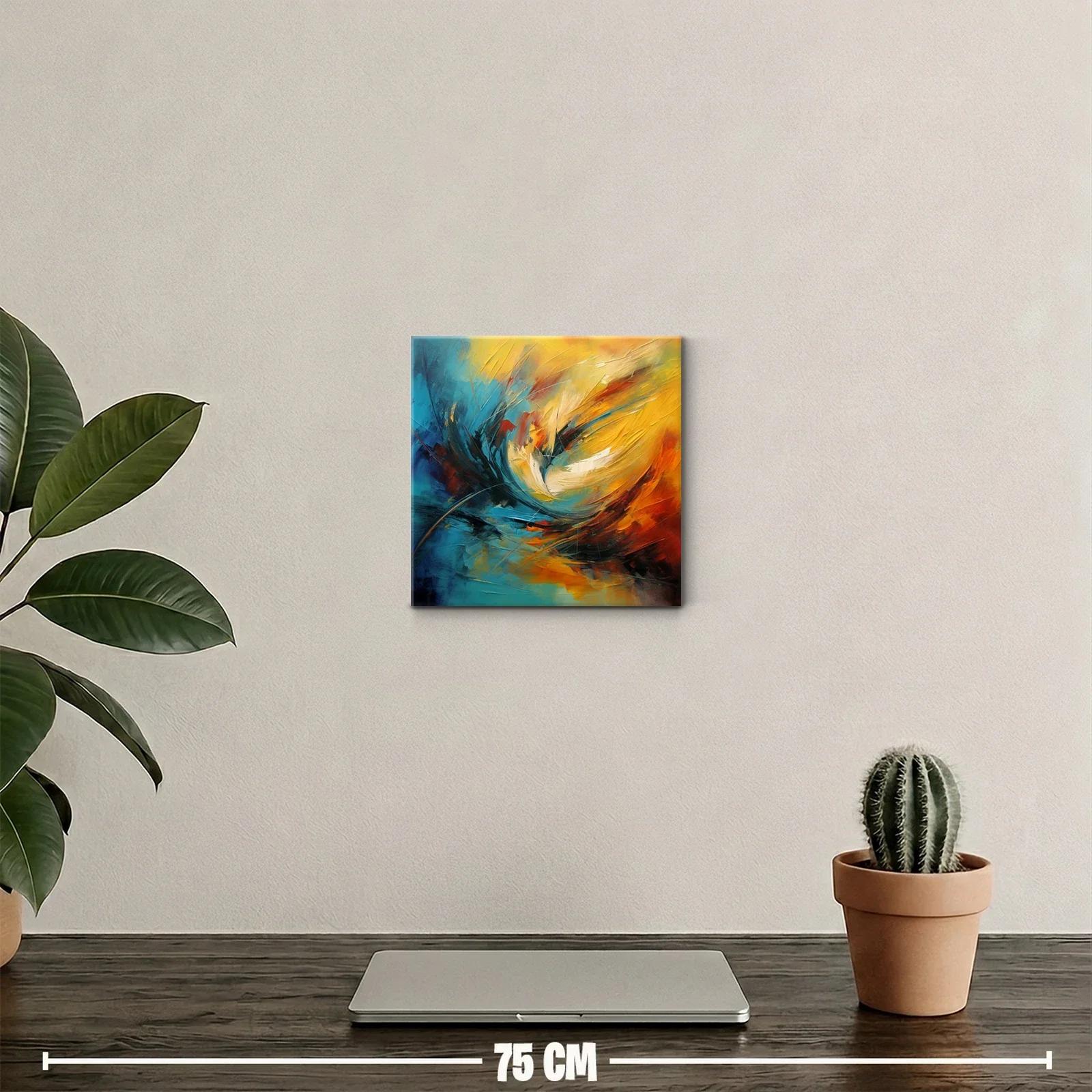 Cuadro decorativo abstracto en tonos azul y amarillo — miniatura 2