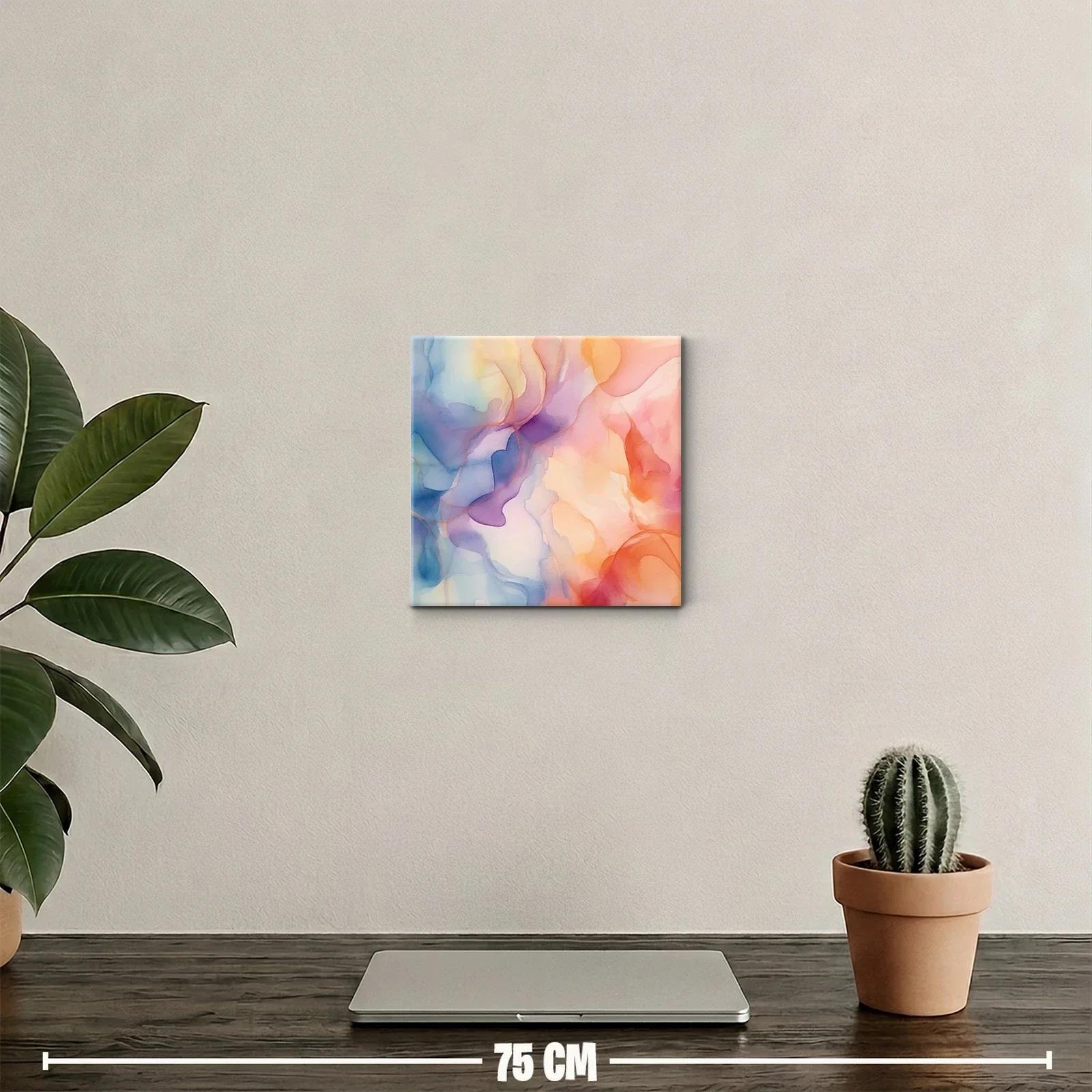 Cuadro decorativo con formas orgánicas en tonos suaves y cálidos — miniatura 2