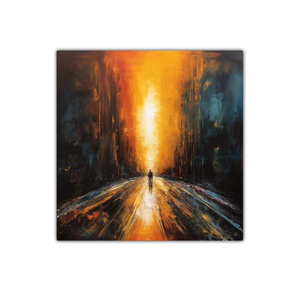 Camino de luz entre sombras intensas y cálidas — imagen principal