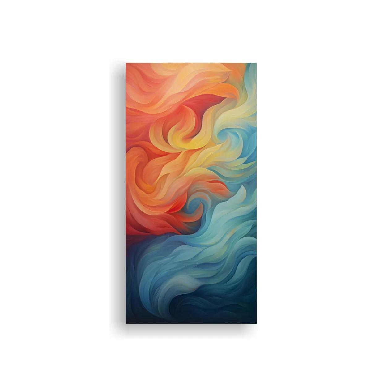 Cuadro remolino de color abstracto con tonos cálidos y fríos