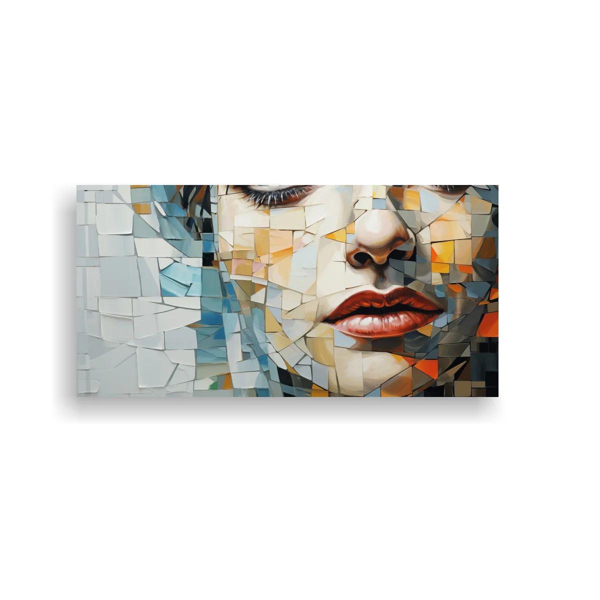 Cuadro rostro de mujer con mosaico geométrico — imagen principal