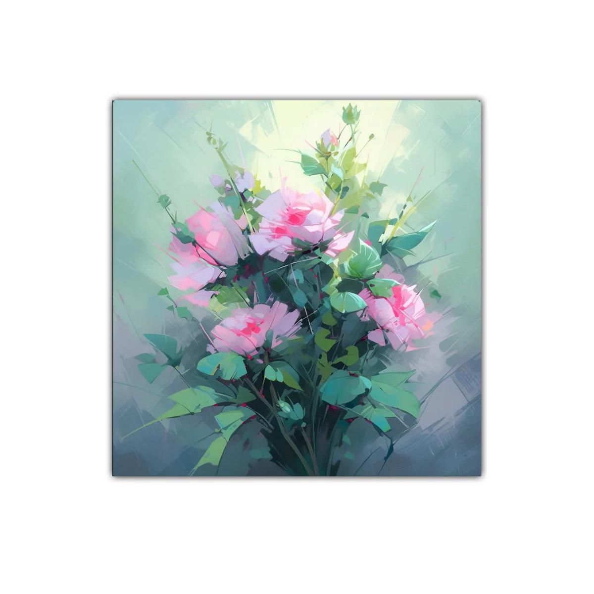 Ramillete de rosas rosadas con follaje verde sutil — miniatura 1