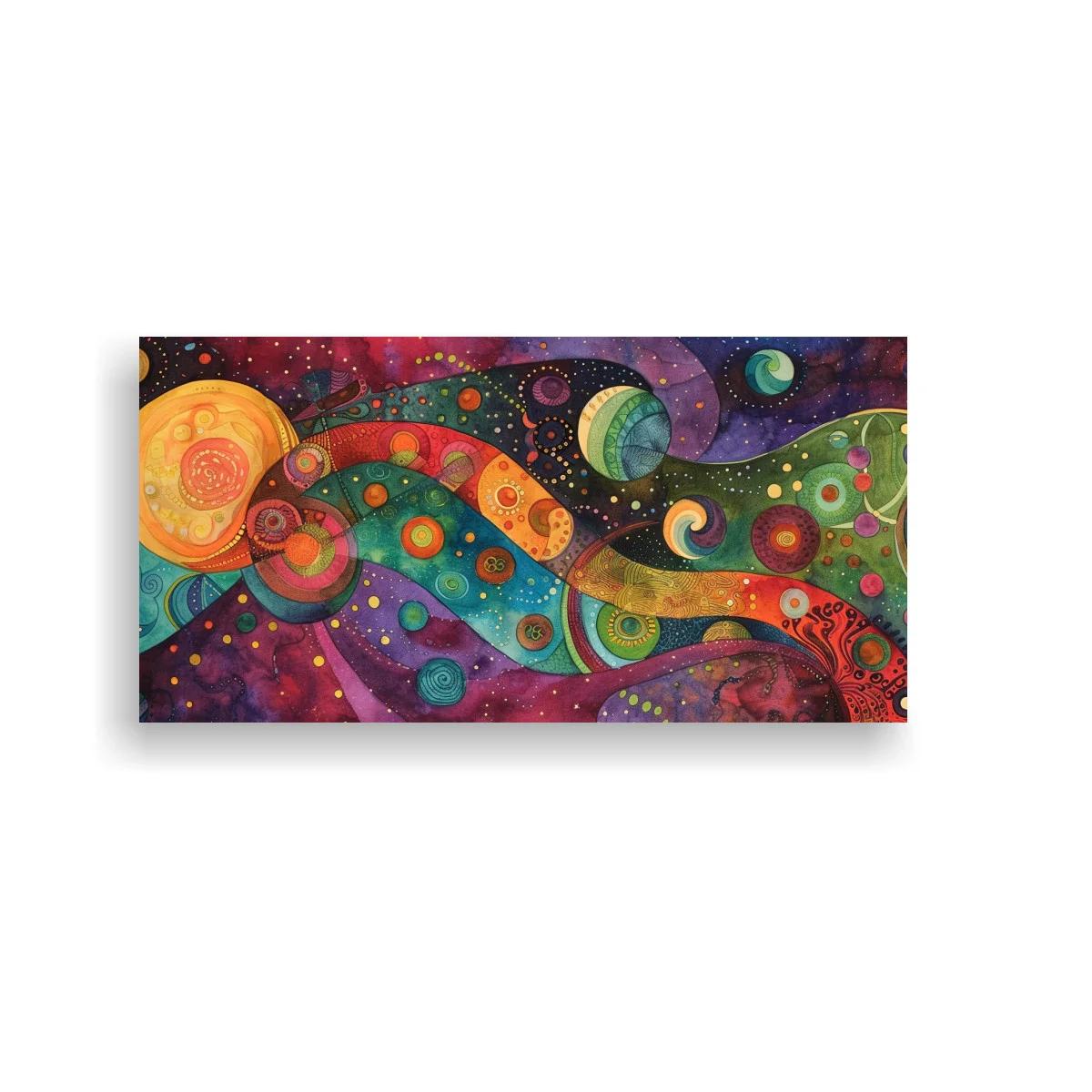 Cuadro galaxia abstracta con esferas brillantes