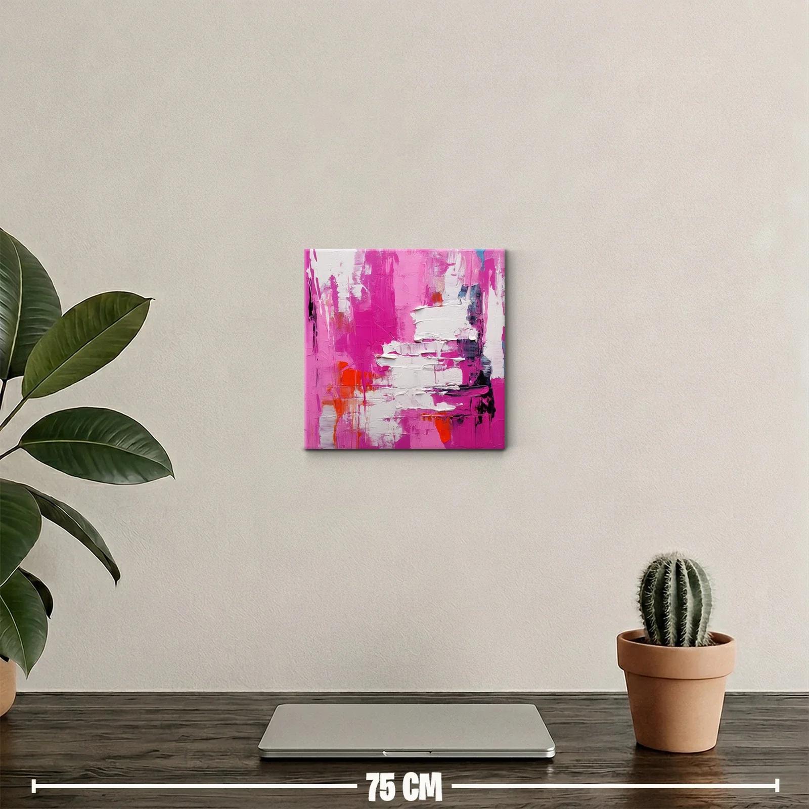 Cuadro abstracto con alto impacto en rosas y blanco — miniatura 2