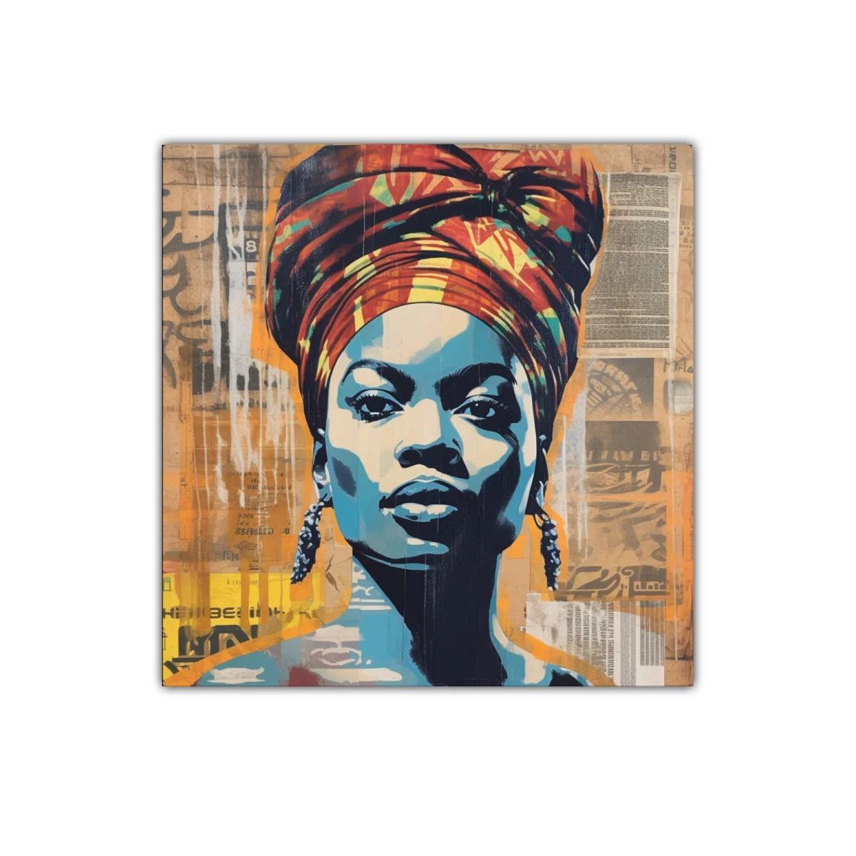 Retrato vibrante de mujer con turbante colorido — imagen principal