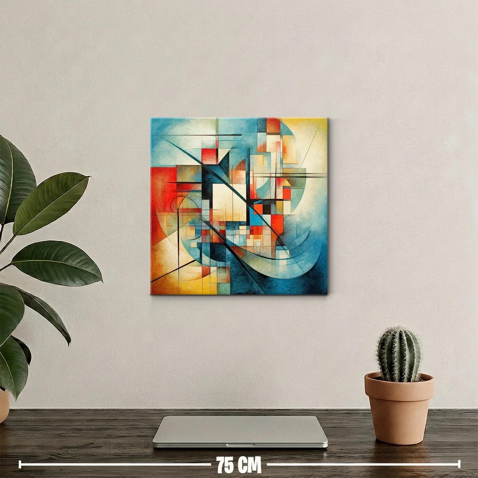 Composición geométrica abstracta con tonos vibrantes y suaves — miniatura 2
