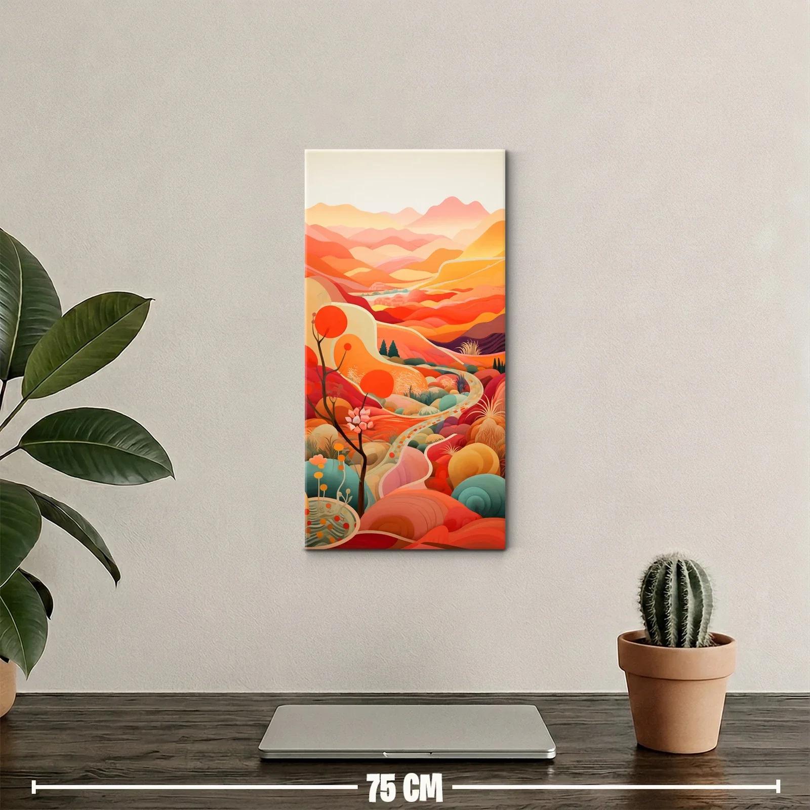 Cuadro paisaje montañoso surrealista con río sinuoso — miniatura 2