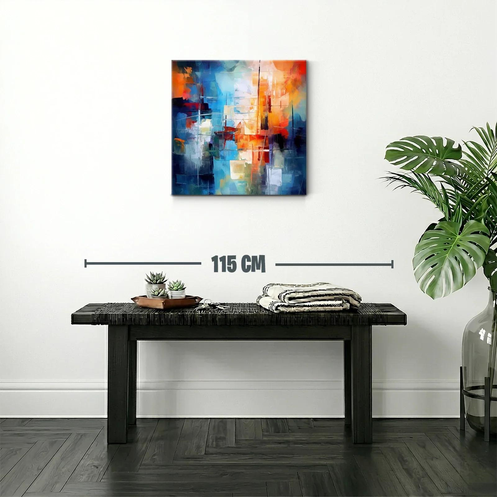 Composición abstracta moderna en tonos azul y naranja — miniatura 2