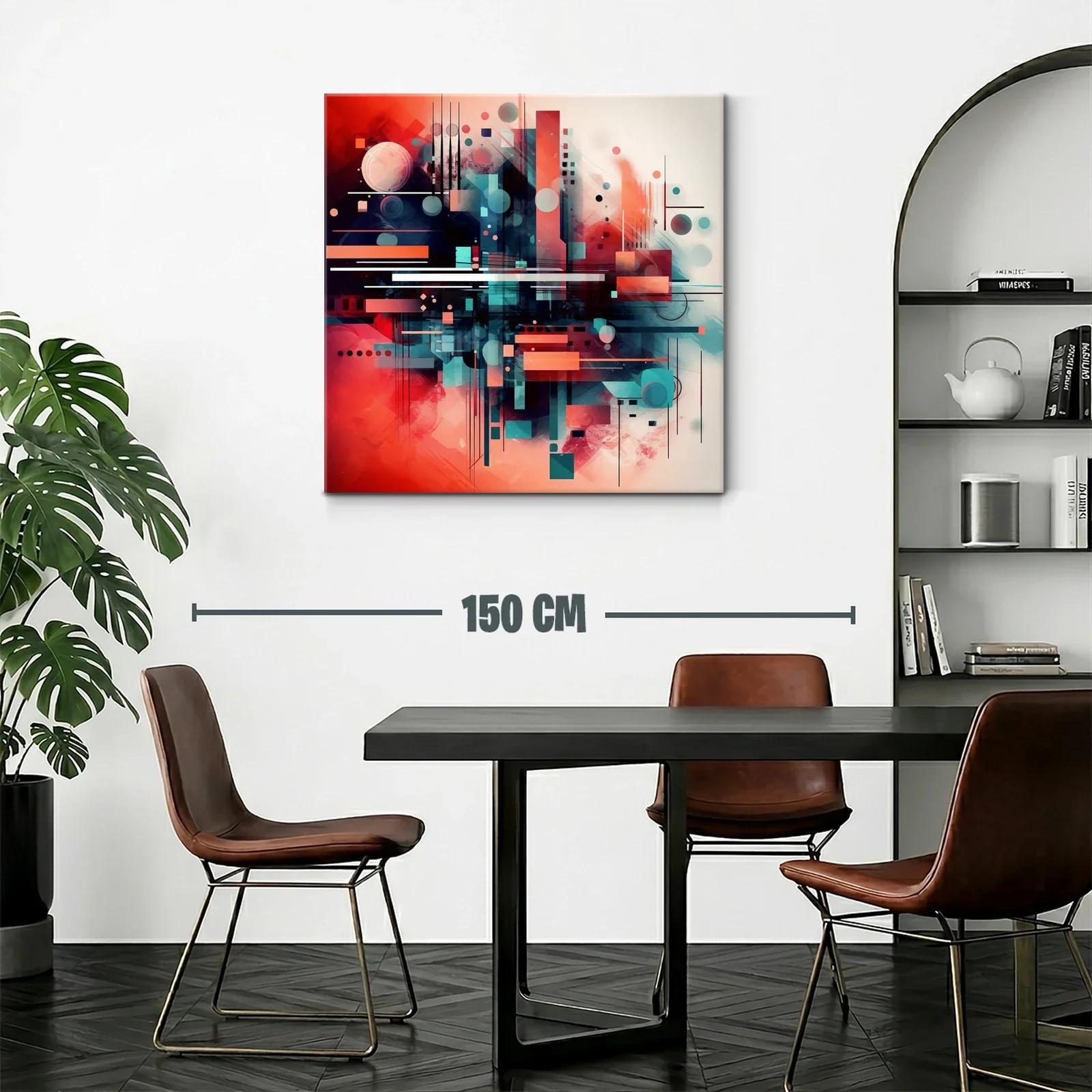 Composición abstracta dinámica en tonos cálidos y fríos — miniatura 2