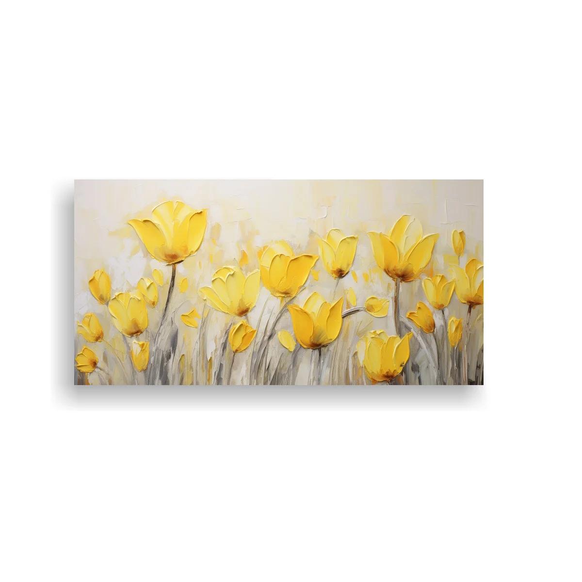 Cuadro tulipanes amarillos con capullos abiertos