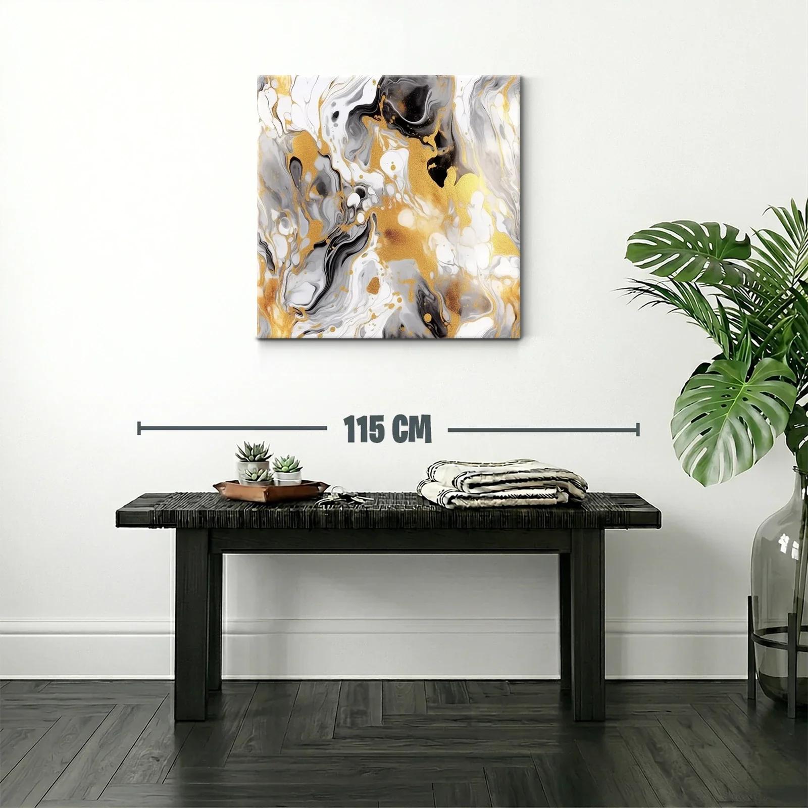 Arte Abstracto en Oro Blanco y Negro con Destellos Elegantes — miniatura 2