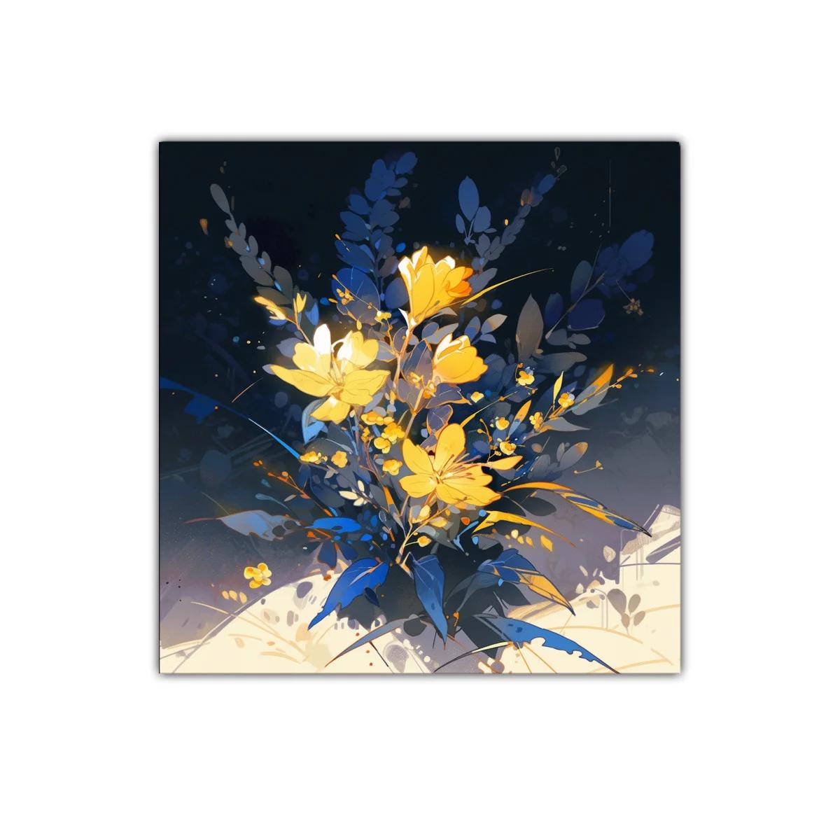 Ramo vibrante con flores amarillas sobre fondo oscuro — imagen principal