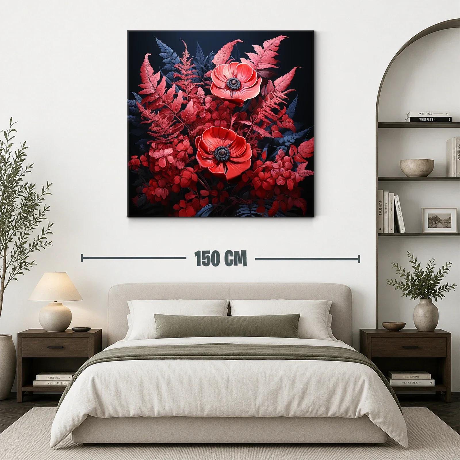 Elegante ramo floral en tonos rojos y azul oscuro — miniatura 3