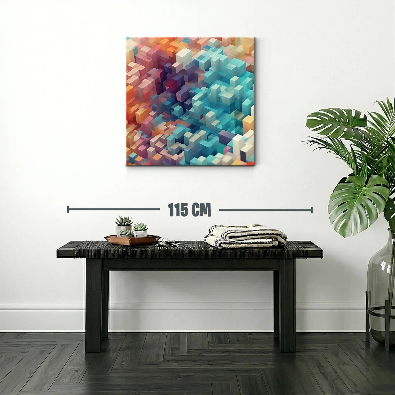 Composición abstracta de cubos en tonos vibrantes y pastel — miniatura 2