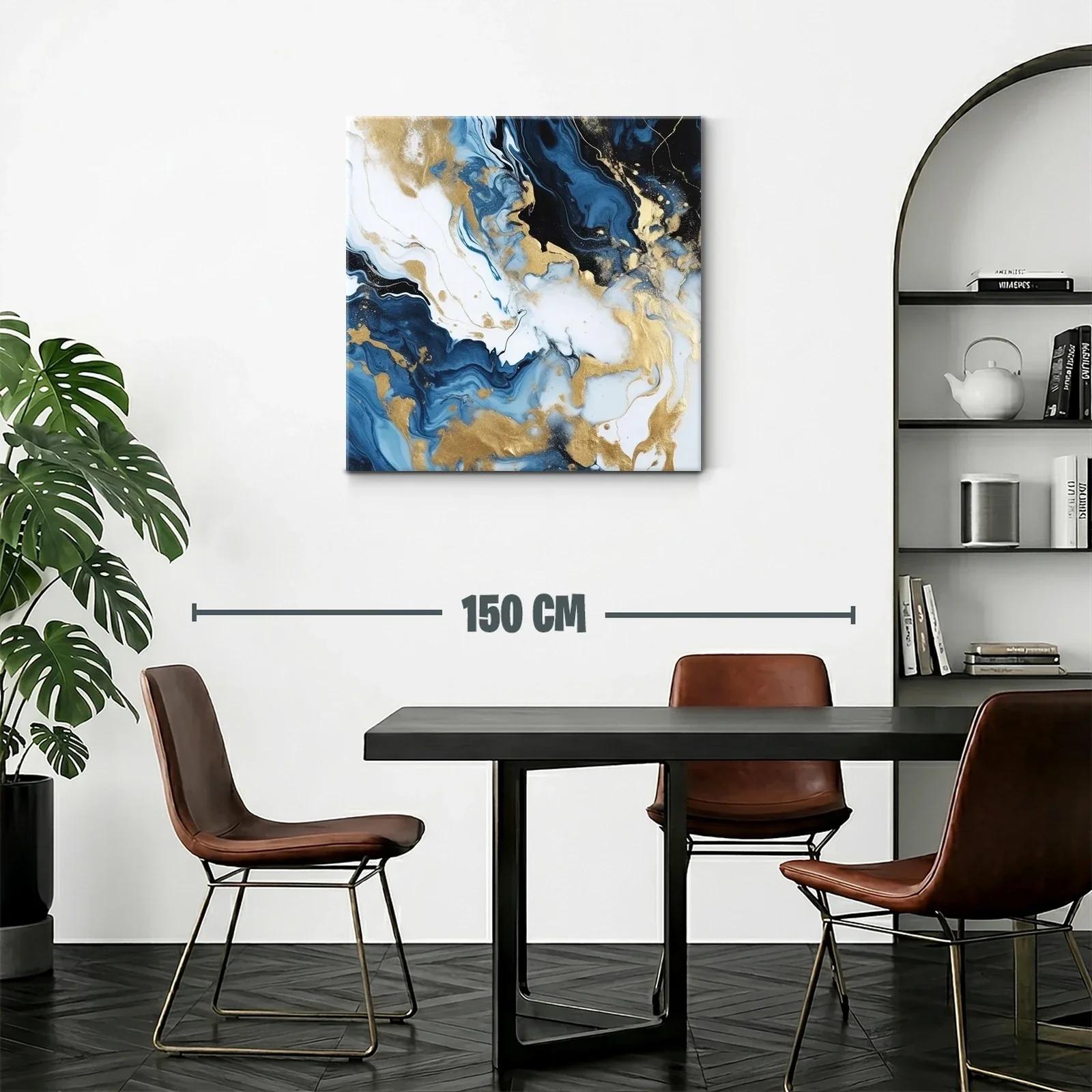 Arte abstracto en tonos azules con destellos dorados llamativos — miniatura 2